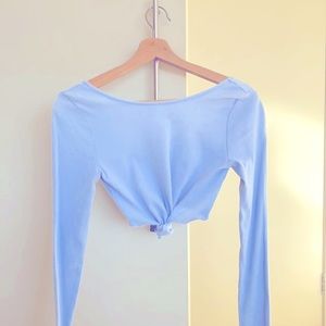 GLASSONS Ribbed Tie-knot Crop Long-Sleeve